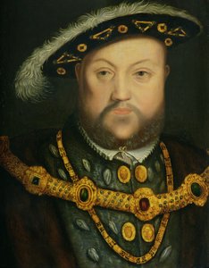 Portrett av Henry VIII (1491-1547) i en juvelbelagt kjede og pelskapper