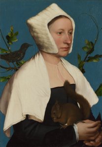En dame med et ekorn og en stær (Anne Lovell)  av Hans Holbein the Younger