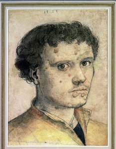 Head of a Young Man, 1523 (kritt, blekk og vask på papir) av Hans Holbein der Jüngere