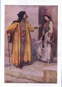 Hear you me, Jessica: lock up my doors (The Merchant of Venice), fra The Complete Works of Shakespeare utgitt av George Harrap & Co Ltd, 1920-tallet av Hans Holbein der Jüngere