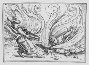 Nadab og Abihu drept av ild, 3. Mosebok, 1, 2 av Hans Holbein der Jüngere