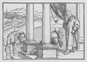 Nathan irettesetter David ved en lignelse, 2 Samuel XII, 7 av Hans Holbein der Jüngere