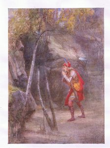 Nei! hvem er her? Hvis noe er det sivile tale (Cymbeline), fra The Complete Works of Shakespeare utgitt av George Harrap & Co Ltd, 1920-tallet av Hans Holbein der Jüngere