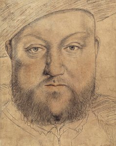 Portrett av kong Henry VIII (Henri VIII) av England av Holbein, Hans, den yngre (1497-1543), ca. 1540 - Kull, pastell og sangvin på papp - Staatliche Graphische Sammlung, München av Hans Holbein der Jüngere