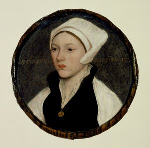 Portrett av en ung kvinne med hvit kyse av Hans Holbein the Younger