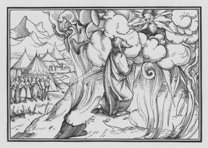 Guds fryktelige nærvær på fjellet, Exodus XIX, 18 av Hans Holbein der Jüngere