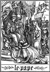 Paven besøkt av døden, 1538 av Hans Holbein der Jüngere