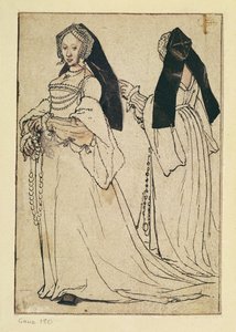 To visninger av en kvinne med engelsk hette, ca. 1528-30 av Hans Holbein der Jüngere