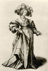 Ung Basel-dame med en plymerhatt av Hans Holbein der Jüngere