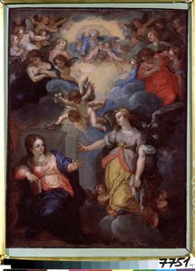 Kunngjøringen. Maleri av Hans Rottenhammer Lyske (1564-1625). Olje på kobber, 37 x 21 cm. Tysk kunst, mannerisme. Statens museum for utenlandsk kunst i Latvia, Riga (Latvia).