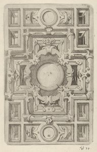 Design for et tak med stropper og et korsformet senter, 1609. av Hans Jakbob Ebelmann