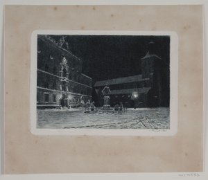 Torget ved St. Knuds kirke i Odense. Kveld av Hans Julius Fæster