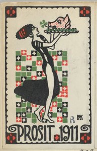 Nyttårskort: Cheers 1911 Prosit, 1910. av Hans Kalmsteiner
