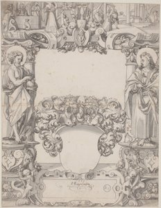 Glassdesign med døperen Johannes og evangelisten Johannes av Hans Kaspar Lang the Elder
