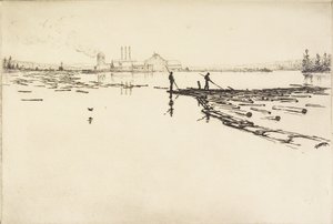The Log Boom, ca. 1924 (etsing) av Hans Kleiber