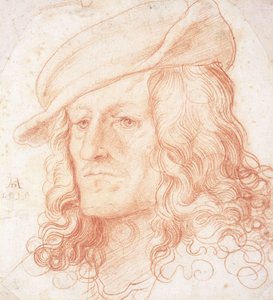 Portrett av en mann, med bystelengde, iført hatt, av Hans Leonard Schaufelein