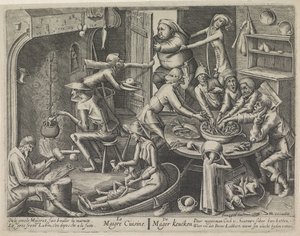 magert kjøkken Le Maigre Cuisine / The Skinny Keucken (tittel på objekt) Magert kjøkken og det fete kjøkkenet (serietittel) av Hans Liefrinck (I) (possibly)