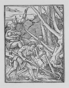 Adam digging, fra The Dance of Death, ca. 1526, publisert 1538.