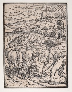 Bonden eller plogmannen, fra Dødsdansen, ca. 1526, publisert 1538.