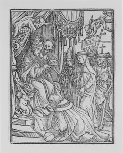 Paven, fra Dødedansen, ca. 1526, publisert 1538.