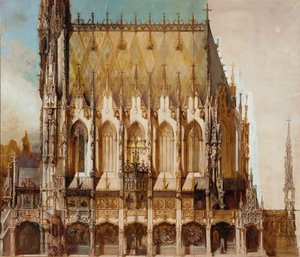 Gotisk gravkirke St. Michael, sett fra siden av Hans Makart