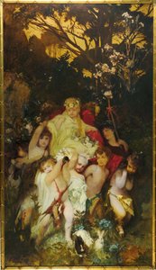 Moderne Amoretti, Triptych, sentralpanel, 1868. av Hans Makart