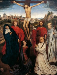 Crucifixion, sentralt panel fra The Triptych of Jan Crabbe, ca.1470 av Hans Memling