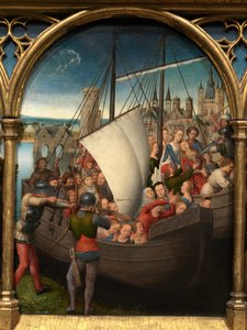 Detalj av relikvieskrinet til Saint Ursula av Hans Memling
