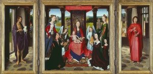 Jomfru med barn og hellige (The Donne Triptych). Rundt 1478 av Hans Memling