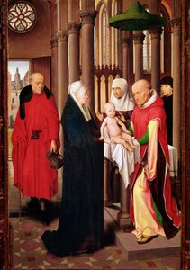 Presentasjon i templet. Høyre panel av Triptych of Adoration of the Magi (Detrempe på tre, ca. 1470) av Hans Memling