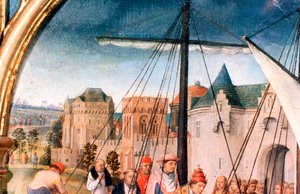 St Ursula-helligdommen, avgang fra Basel, detalj, 1489 av Hans Memling