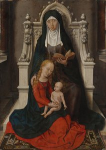 Panel fra en diptyk: Den hellige Anna med Jomfru Maria og barnet (adskilt ytterside av inv. nr. 5)