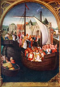 St Ursulas avgang fra Basel, før 1489, c1900-1920. av Hans Memling