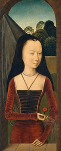Ung kvinne med rosa, ca. 1485-90. av Hans Memling