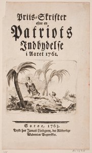 Tittelside med vignett for "Pris-Skrifter efter en patriots invitasjon i året 1761"