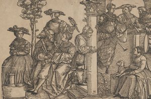 Musikere og tilskuere. av Hans Schäufelein the Elder