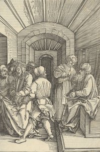 Pilatus vasker hendene, fra Speil av lidenskapen til vår Herre Jesu Kristi, 1507. av Hans Schäufelein the Elder