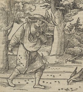The Birds Eating the Seeds of the Sower, fra Hymmelwagen auff dem, wer wol Leben..., 1517. av Hans Schäufelein the Elder