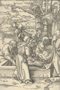 Gravleggingen, fra speilet av lidenskapen til vår Herre Jesu Kristi, 1507. av Hans Schäufelein the Elder