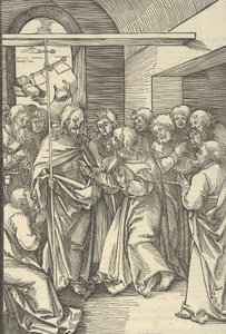 The Incredulity of Thomas, fra speilet av lidenskapen til vår Herre Jesu Kristi, 1507. av Hans Schäufelein the Elder
