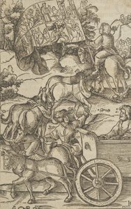 The Virtuous Man on a Chariot on his Way to Heaven, fra Hymmelwagen auff dem, wer wol leb..., 1517.