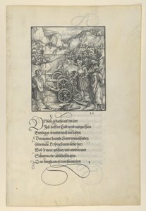 Unfalo Endangering Theuerdanck, Causing the Explosion of Three Cannons, fra Theuerdan..., 1517. av Hans Schäufelein the Elder