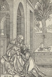 Jomfru og barn med Saint Anne, 1510. av Hans Schäufelein the Elder