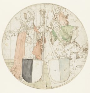 De hellige Christopher og Erasmus, hver med et våpenskjold av Hans Sebald Beham (possibly)