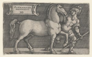 Alexander den store ledende Bucephalus, ca. 1531-1550 (gravering) av Hans Sebald Beham