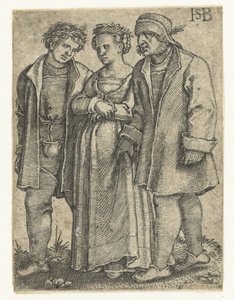 Brud og brudgom og brudens far Bondebryllupsprosesjon (serietittel) av Hans Sebald Beham