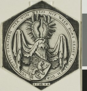 Våpenskjold med en frodig løve av Hans Sebald Beham