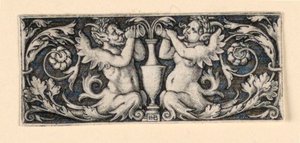 Frise med en vase flankert av mannlige og kvinnelige tritoner av Hans Sebald Beham