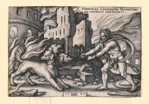 Hercules fanger Cerberus av Hans Sebald Beham