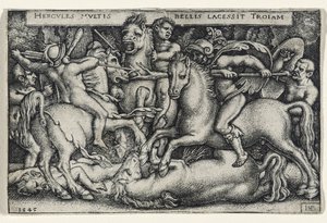 Hercules Fighting against the Trojans, 1545 (gravering på lagt papir) av Hans Sebald Beham